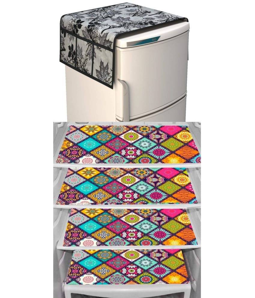 Shaphio Polyester Nature Fridge Mat & Cover ( 99 58 ) Pack of 5 - Black Shaphio Polyester Nature Fridge Mat & Cover ( 99 58 ) Pack of 5 - Black