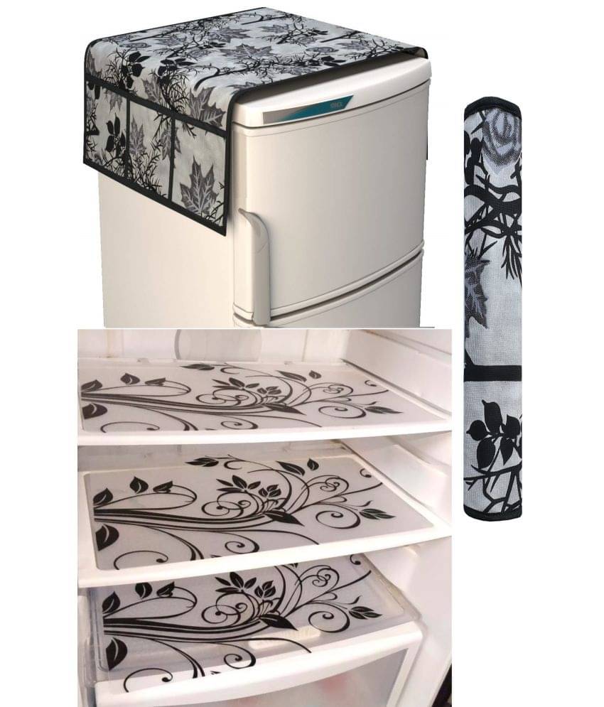 Shaphio Polyester Nature Fridge Mat & Cover ( 99 58 ) Pack of 5 - Black Shaphio Polyester Nature Fridge Mat & Cover ( 99 58 ) Pack of 5 - Black