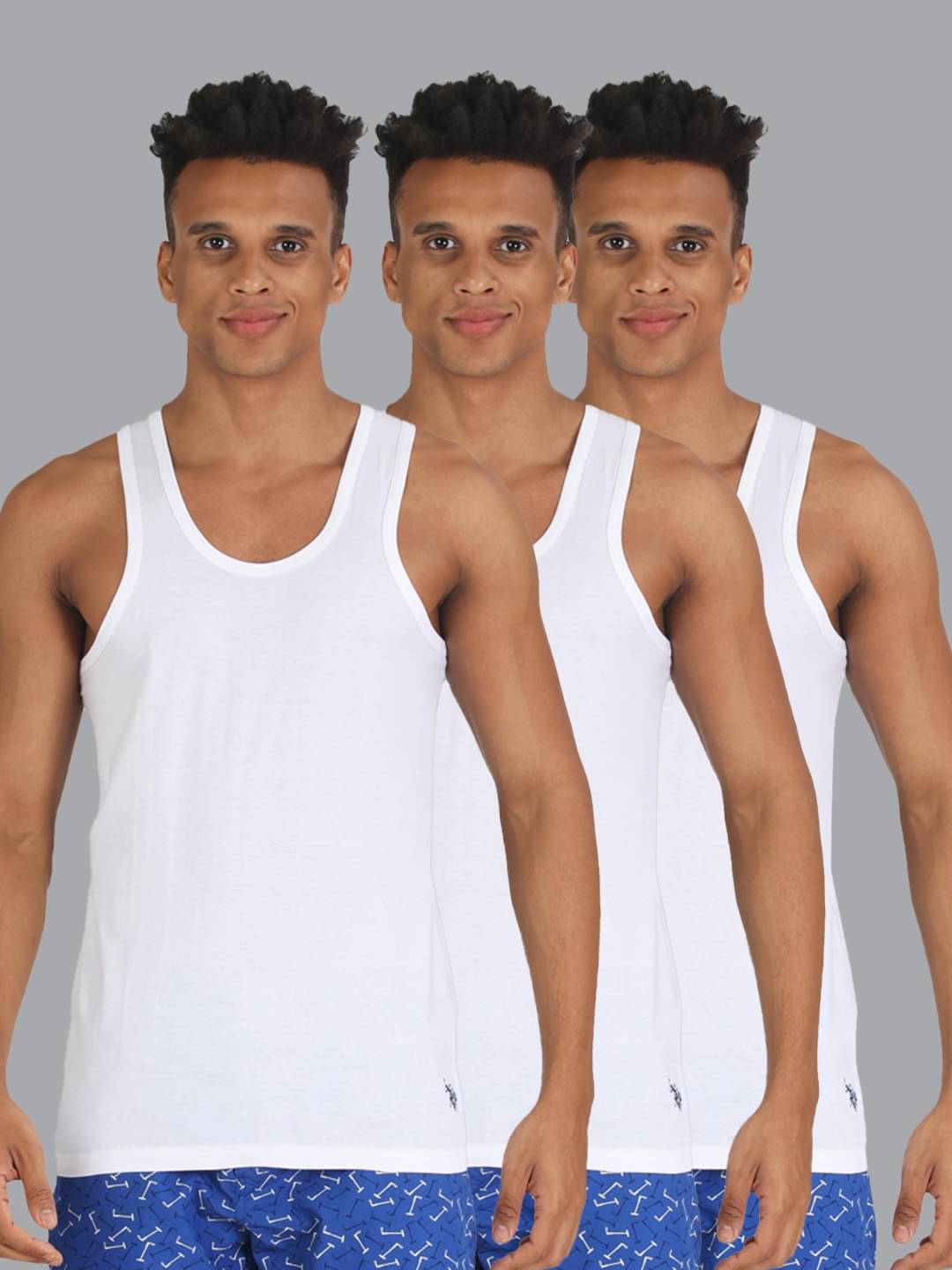     			U.S. Polo Assn. White Cotton Men's Vest ( Pack of 3 )