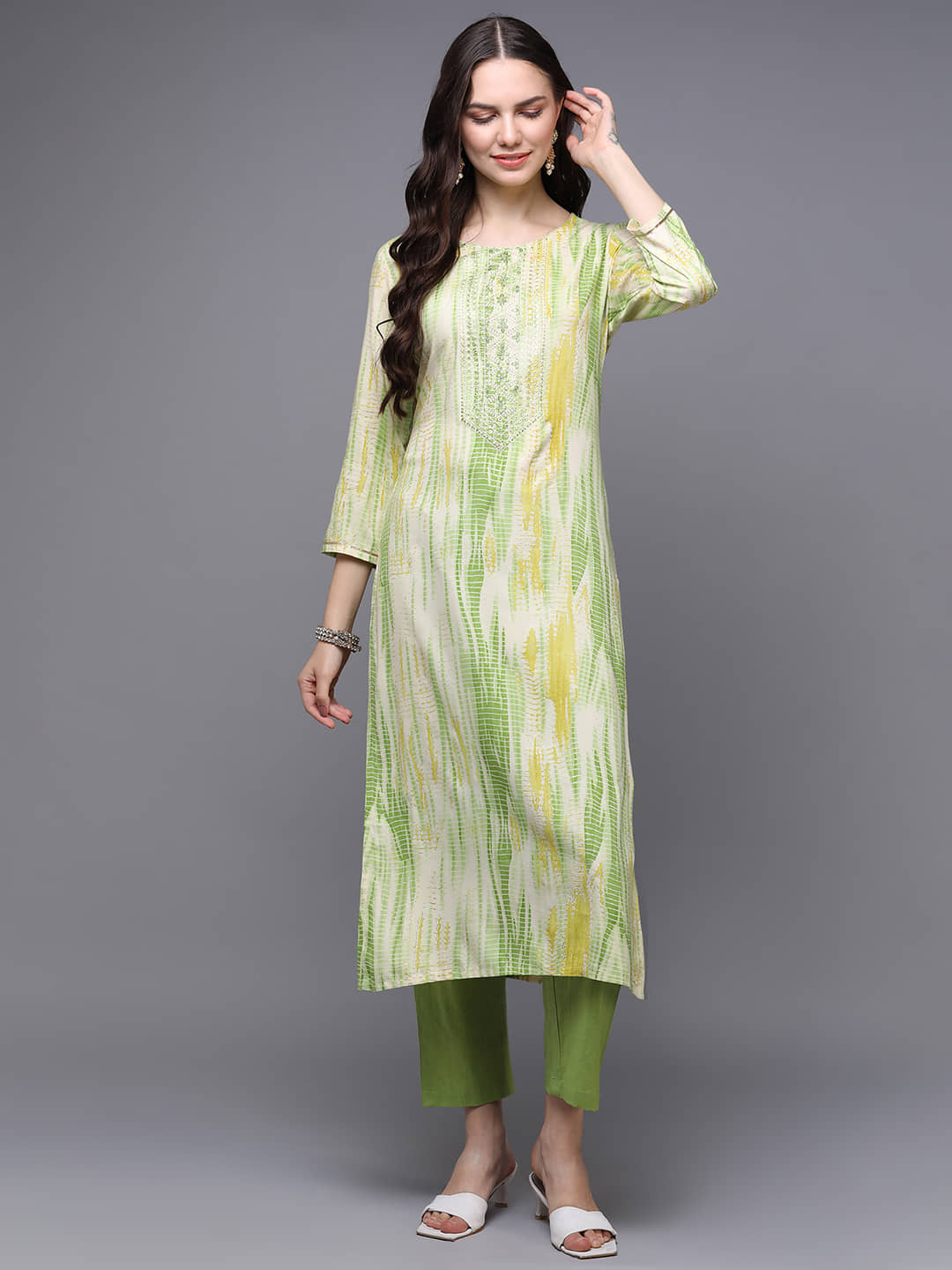 Vaamsi Cotton Blend Embroidered Straight Women's Kurti - Cream ( Pack of 1 ) - Kurtis, Tunics | Buy online on ZillyBuy