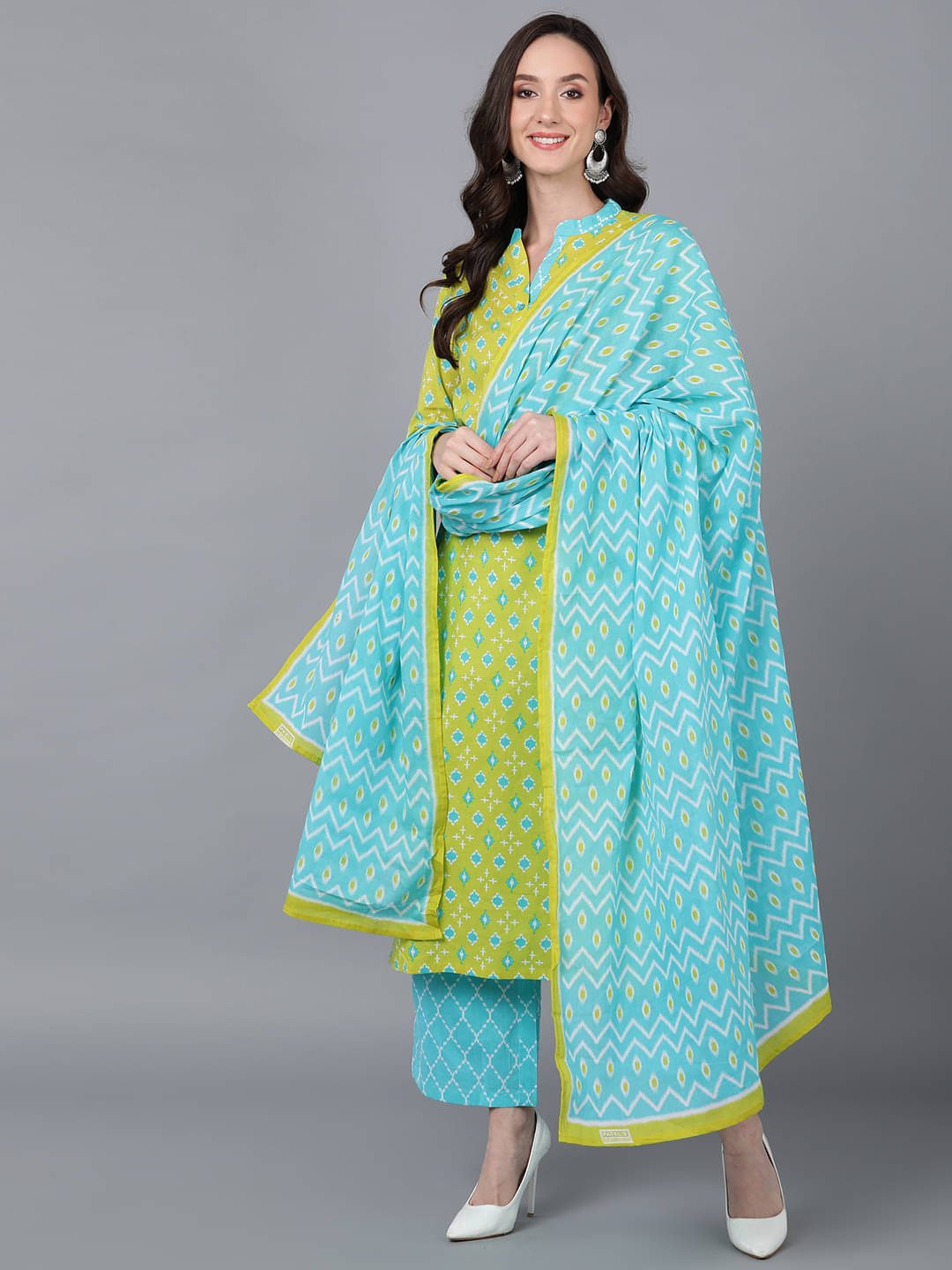Vaamsi Rayon Printed Kurti With Palazzo Women's Stitched Salwar Suit - Lime Green ( Pack of 1 ) Vaamsi Rayon Printed Kurti With Palazzo Women's Stitched Salwar Suit - Lime Green ( Pack of 1 )