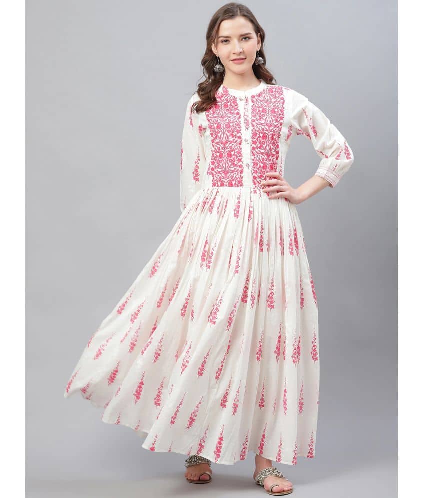 Vaamsi Cotton Printed A-line Women's Kurti - Off White ( Pack of 1 ) - Kurtis, Tunics | Buy online on ZillyBuy