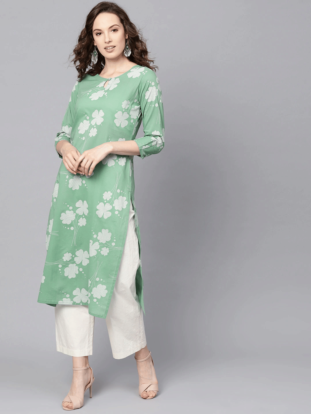Vaamsi Cotton Printed Straight Women's Kurti - Green ( Pack of 1 ) - Kurtis, Tunics | Buy online on ZillyBuy