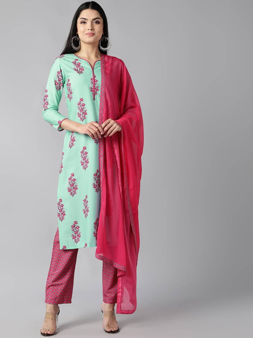     			Vaamsi Crepe Printed Kurti With Pants Women's Stitched Salwar Suit - Green ( Pack of 1 )