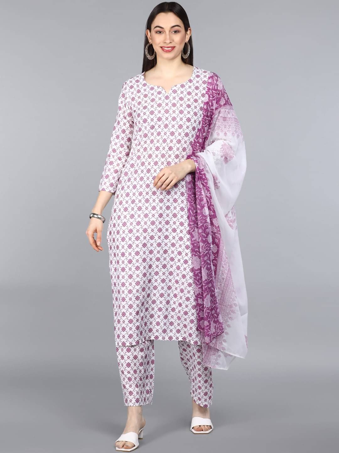 Vaamsi Crepe Printed Kurti With Pants Women's Stitched Salwar Suit - White ( Pack of 1 ) Vaamsi Crepe Printed Kurti With Pants Women's Stitched Salwar Suit - White ( Pack of 1 )