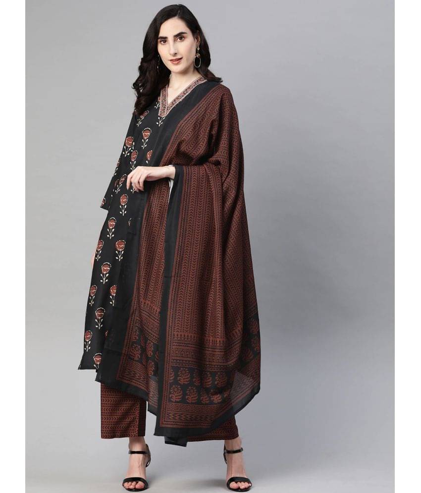 Vaamsi Crepe Printed Kurti With Palazzo Women's Stitched Salwar Suit - Black ( Pack of 1 ) Vaamsi Crepe Printed Kurti With Palazzo Women's Stitched Salwar Suit - Black ( Pack of 1 )