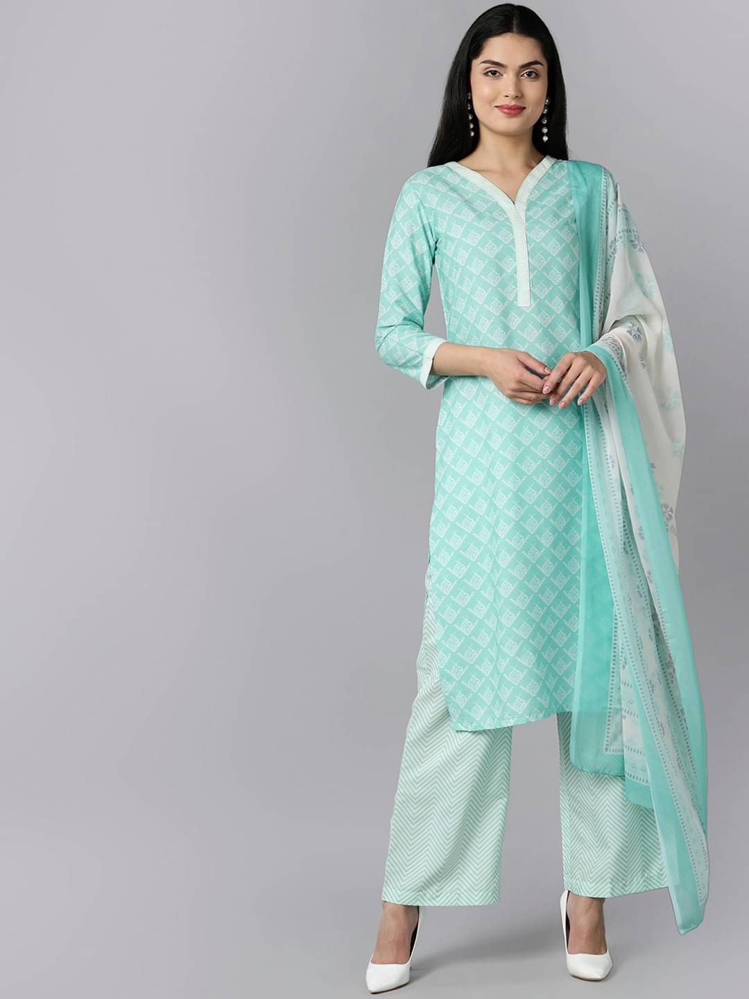 Vaamsi Polyester Printed Kurti With Palazzo Women's Stitched Salwar Suit - Green ( Pack of 1 ) Vaamsi Polyester Printed Kurti With Palazzo Women's Stitched Salwar Suit - Green ( Pack of 1 )