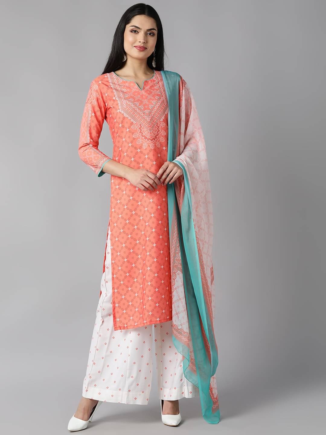 Vaamsi Polyester Printed Kurti With Palazzo Women's Stitched Salwar Suit - Orange ( Pack of 1 ) Vaamsi Polyester Printed Kurti With Palazzo Women's Stitched Salwar Suit - Orange ( Pack of 1 )