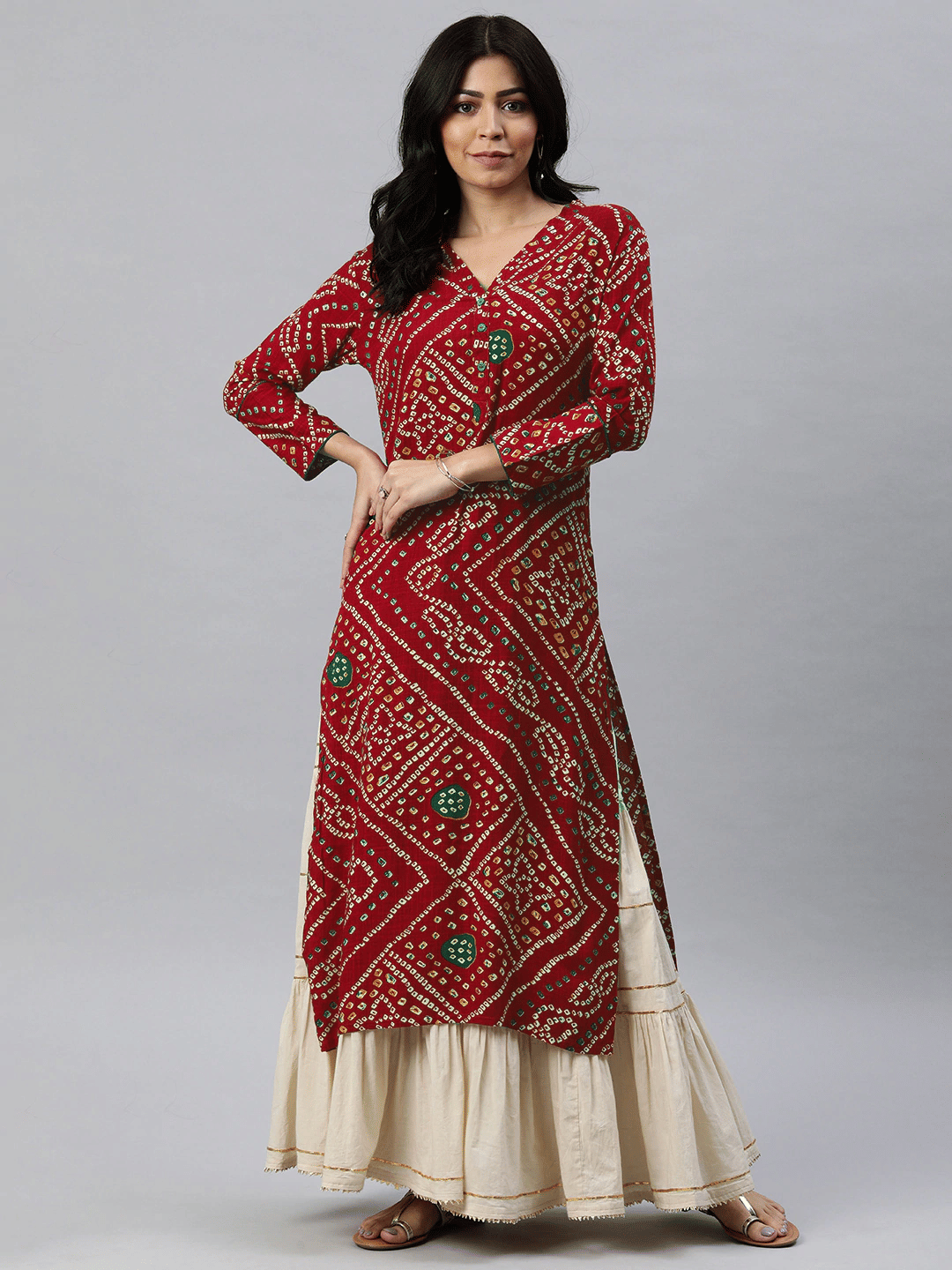 Vaamsi Rayon Printed Straight Women's Kurti - Red ( Pack of 1 ) Vaamsi Rayon Printed Straight Women's Kurti - Red ( Pack of 1 )