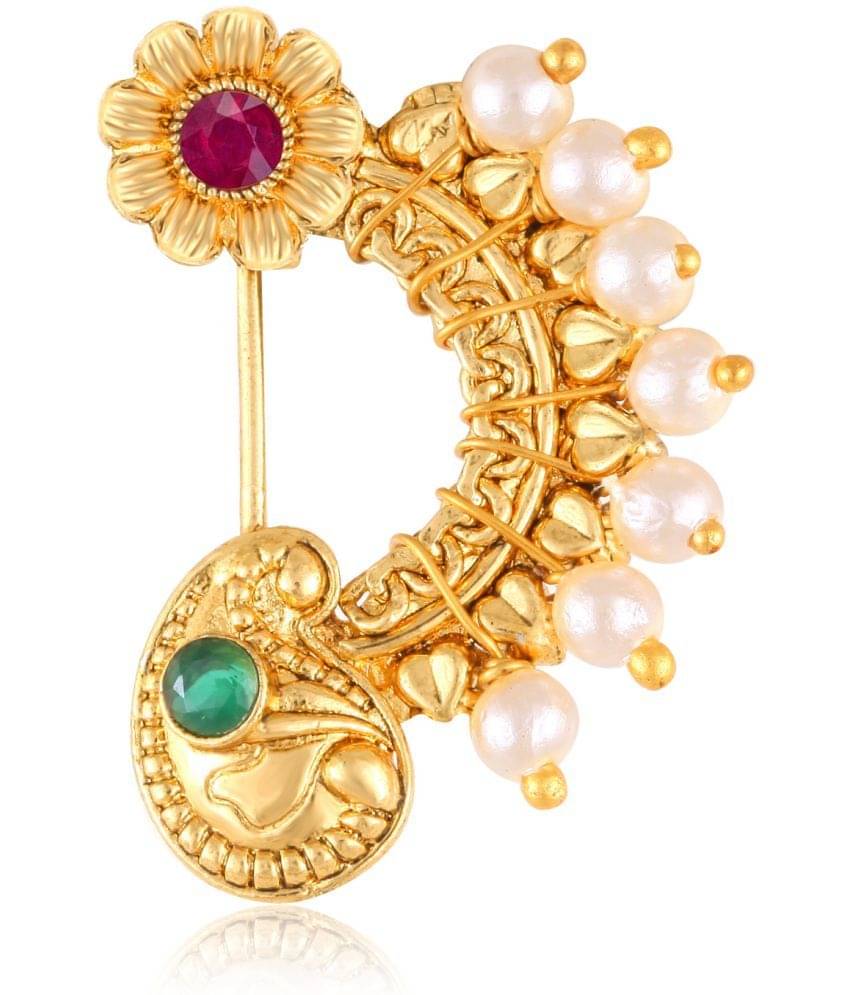     			Vivastri's Premium & Elegant Nosepin MultiColoured Nath For Women & Girls -VIVA1135NTH-Press-Multi