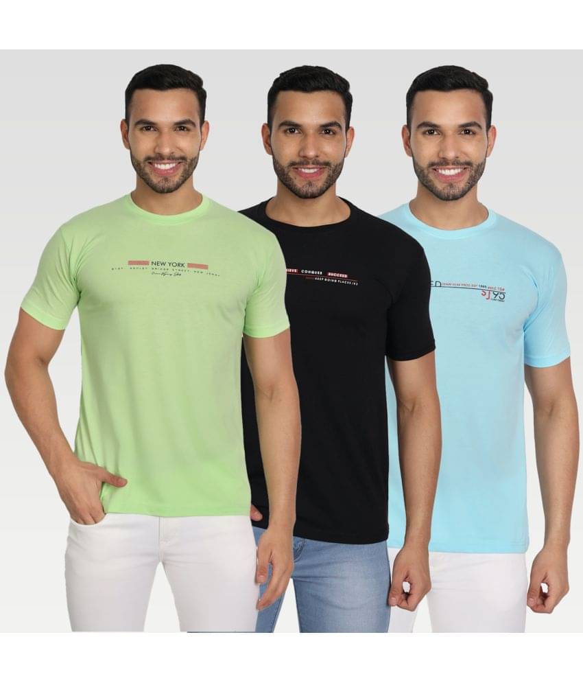 Zeffit Pack of 3 Cotton Blend Regular Fit Men's T-Shirt ( Multicolor ) Zeffit Pack of 3 Cotton Blend Regular Fit Men's T-Shirt ( Multicolor )