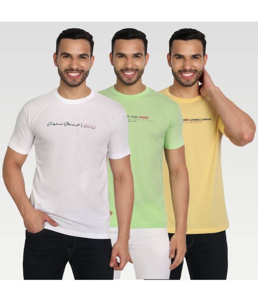 Zeffit Pack of 3 Cotton Blend Regular Fit Men's T-Shirt ( Multicolor ) Zeffit Pack of 3 Cotton Blend Regular Fit Men's T-Shirt ( Multicolor )