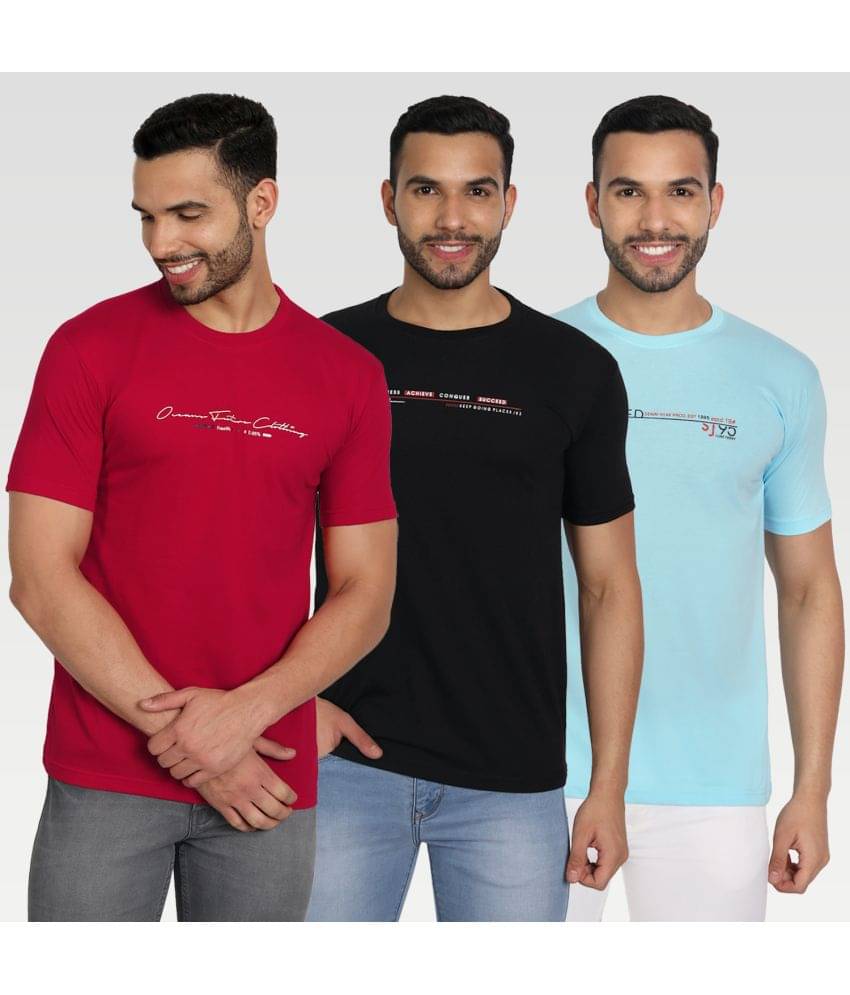     			Zeffit Pack of 3 Cotton Blend Regular Fit Men's T-Shirt ( Multicolor )