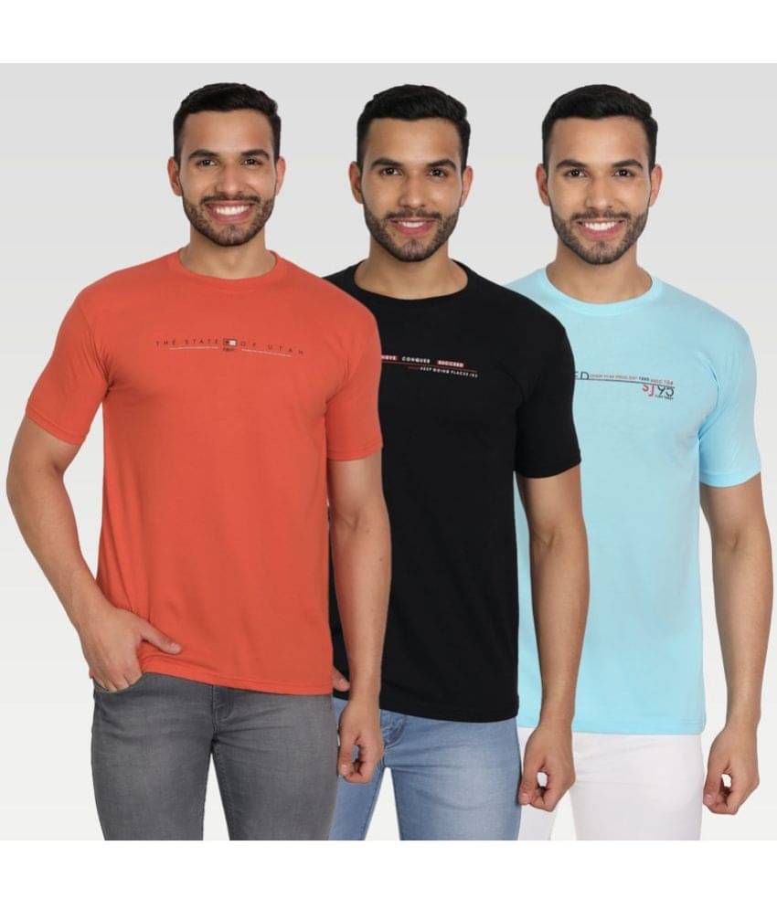 Zeffit Pack of 3 Cotton Blend Regular Fit Men's T-Shirt ( Multicolor ) Zeffit Pack of 3 Cotton Blend Regular Fit Men's T-Shirt ( Multicolor )