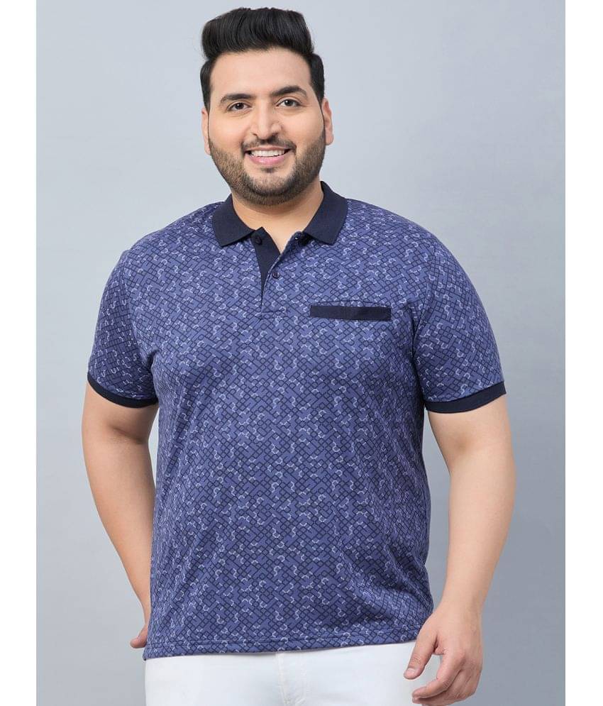     			AUSTIVO Pack of 1 Cotton Blend Regular Fit Printed Half Sleeves Men's Polo T Shirt ( Blue )