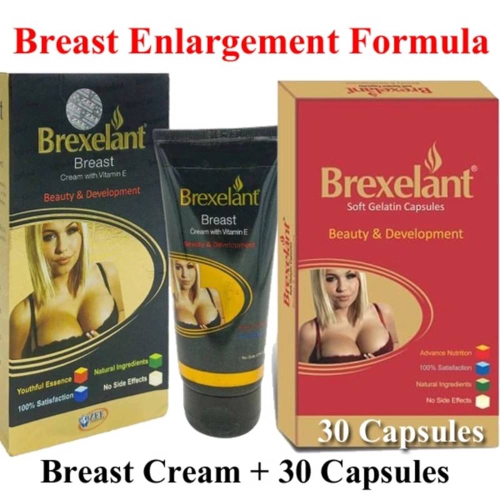Brexelant Combo of Cream and Capsule for Women to Increase Breast Beauty Naturally, Pack of 30 Capsules and 60gm Cream Brexelant Combo of Cream and Capsule for Women to Increase Breast Beauty Naturally, Pack of 30 Capsules and 60gm Cream