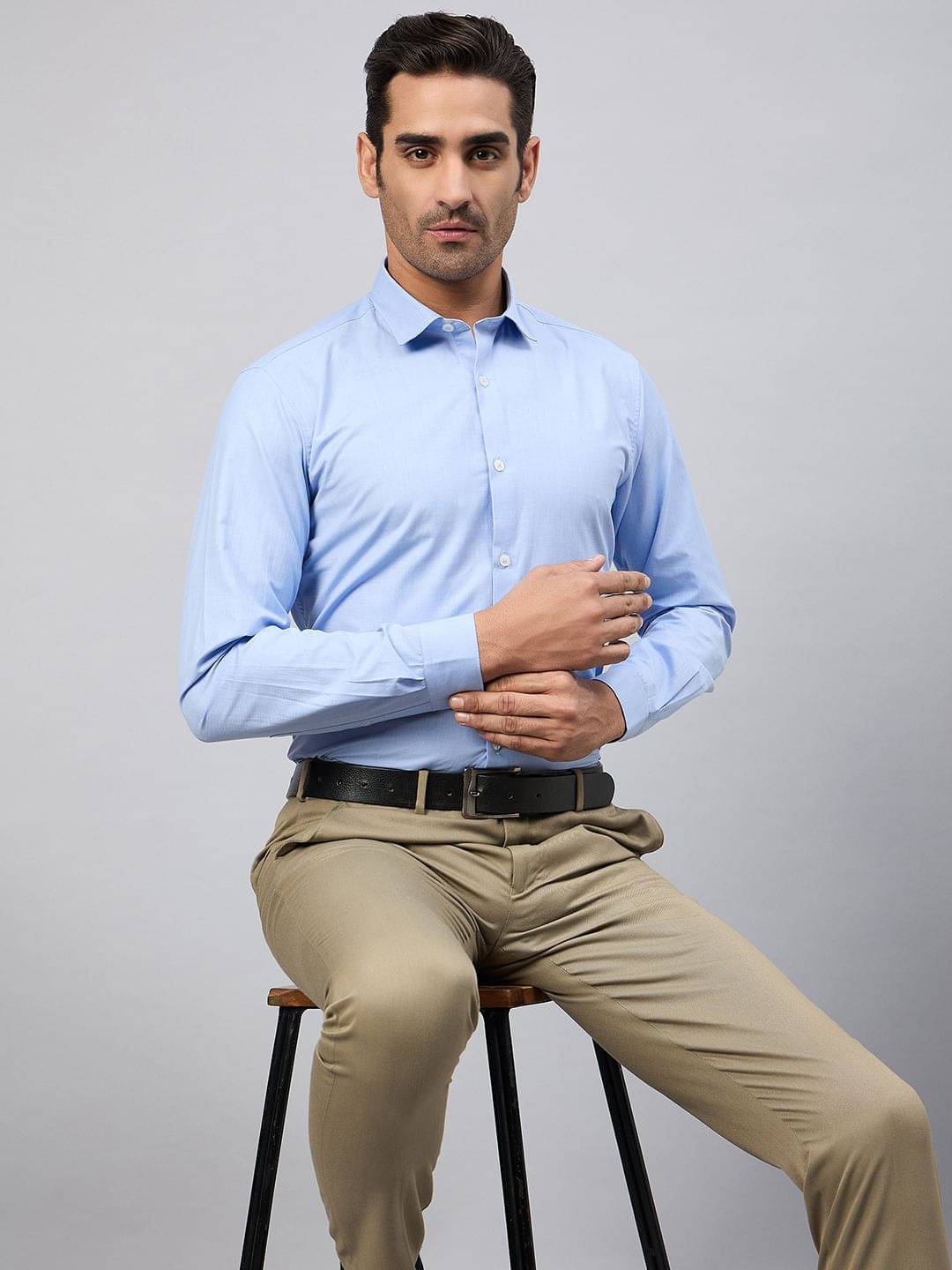     			Club York Cotton Blend Regular Fit Solids Full Sleeves Men's Casual Shirt - Blue ( Pack of 1 )