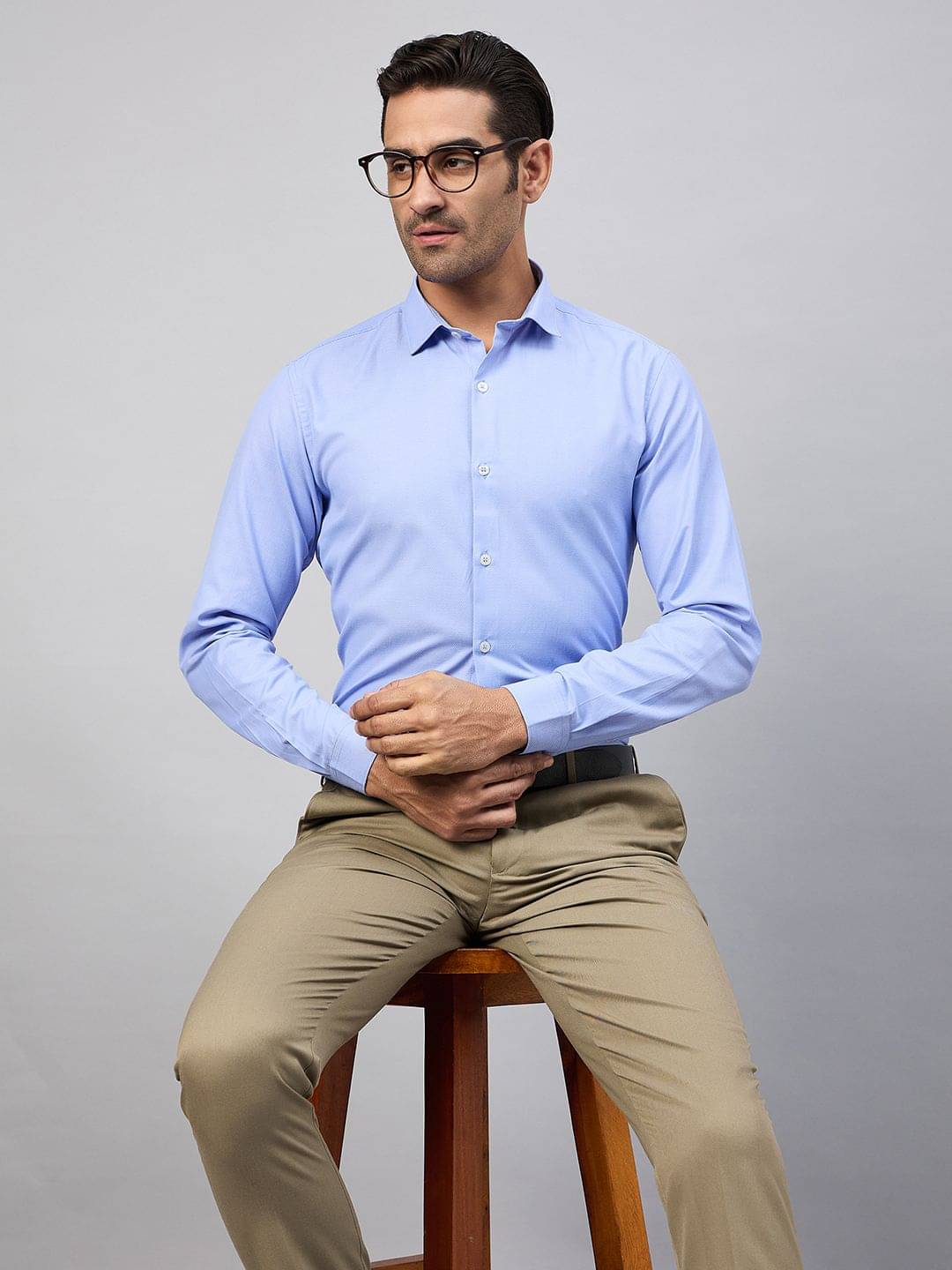     			Club York Cotton Blend Regular Fit Solids Full Sleeves Men's Casual Shirt - Blue ( Pack of 1 )