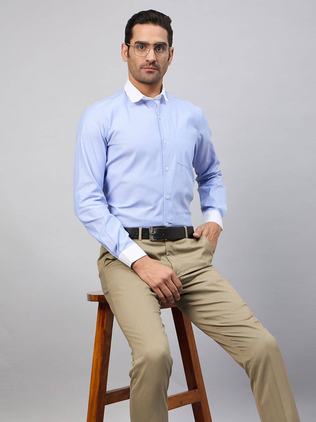 Club York Cotton Blend Regular Fit Solids Full Sleeves Men's Casual Shirt - Blue ( Pack of 1 ) Club York Cotton Blend Regular Fit Solids Full Sleeves Men's Casual Shirt - Blue ( Pack of 1 )