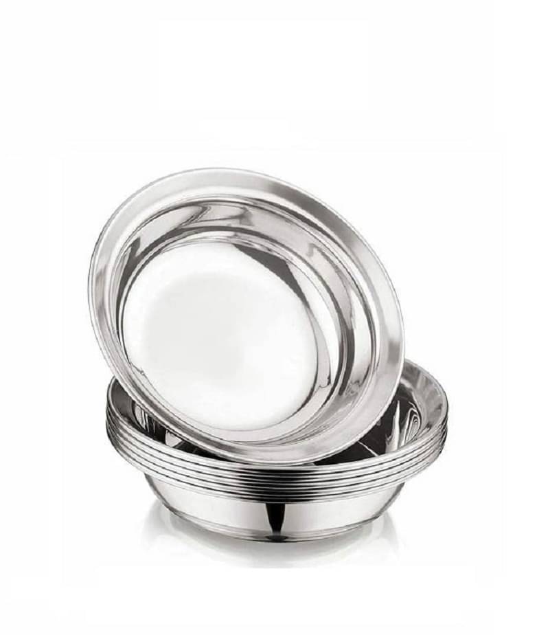     			Dynore 6 Pcs Stainless Steel Silver Dessert Plate
