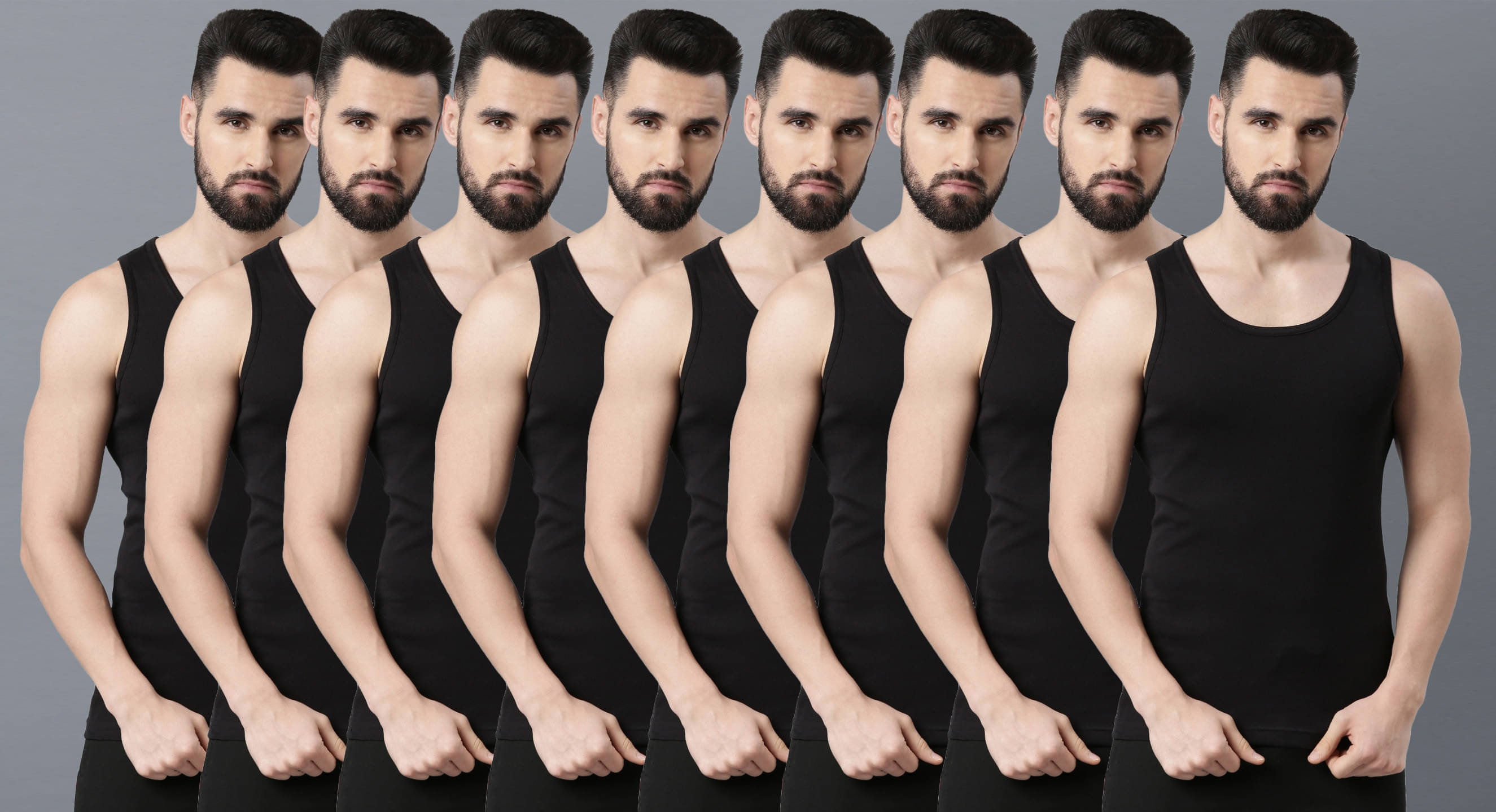 Force NXT Pack of 8 Cotton Sleeveless vest For Men ( Black ) Force NXT Pack of 8 Cotton Sleeveless vest For Men ( Black )