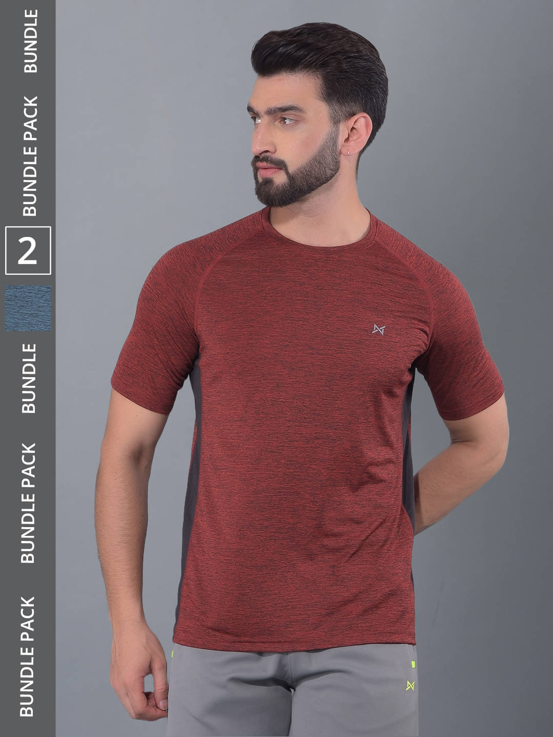     			Force NXT Multicolor Polyester Regular Fit Men's Sports T-Shirt ( Pack of 2 )