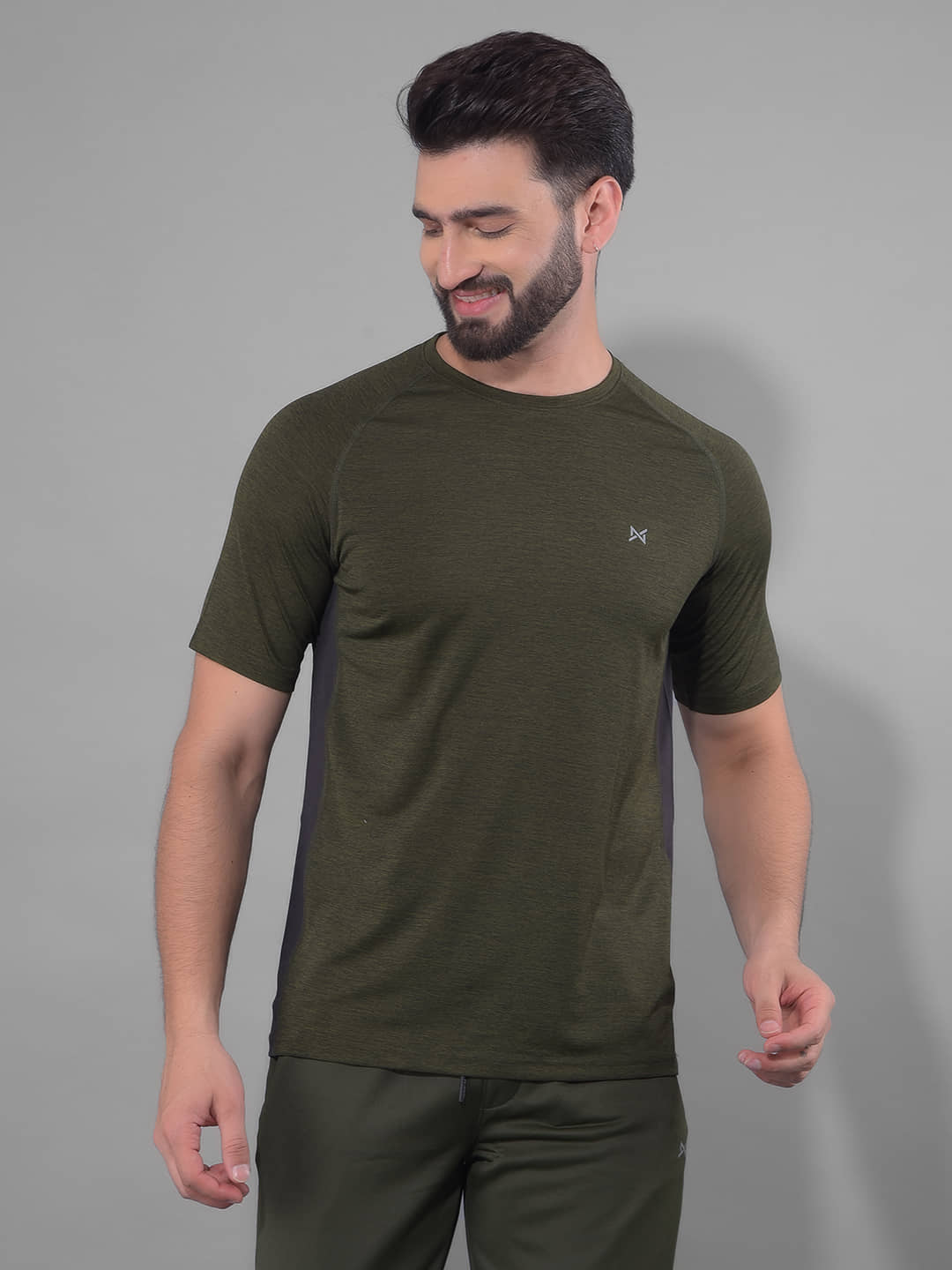 Force NXT Olive Polyester Regular Fit Men's Sports T-Shirt ( Pack of 1 )