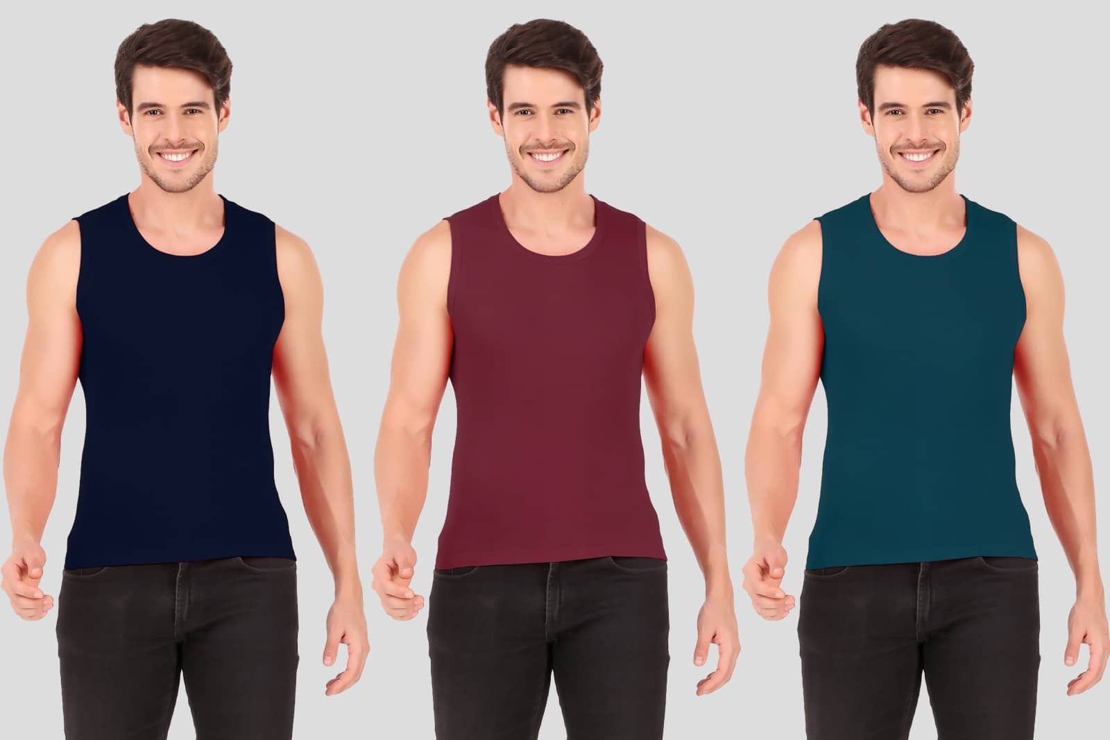 Hap Kings Pack of 3 Cotton Sleeveless vest For Men ( Multi ) - Nightwear & Loungewear | Buy online on ZillyBuy