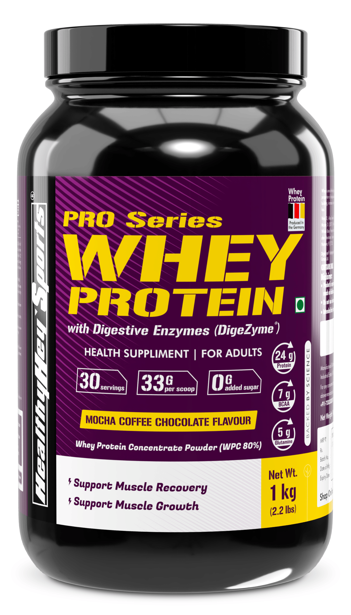 HealthyHey Sports wpc Whey Protein ( 1 kg , ChocoMocha - Flavour )