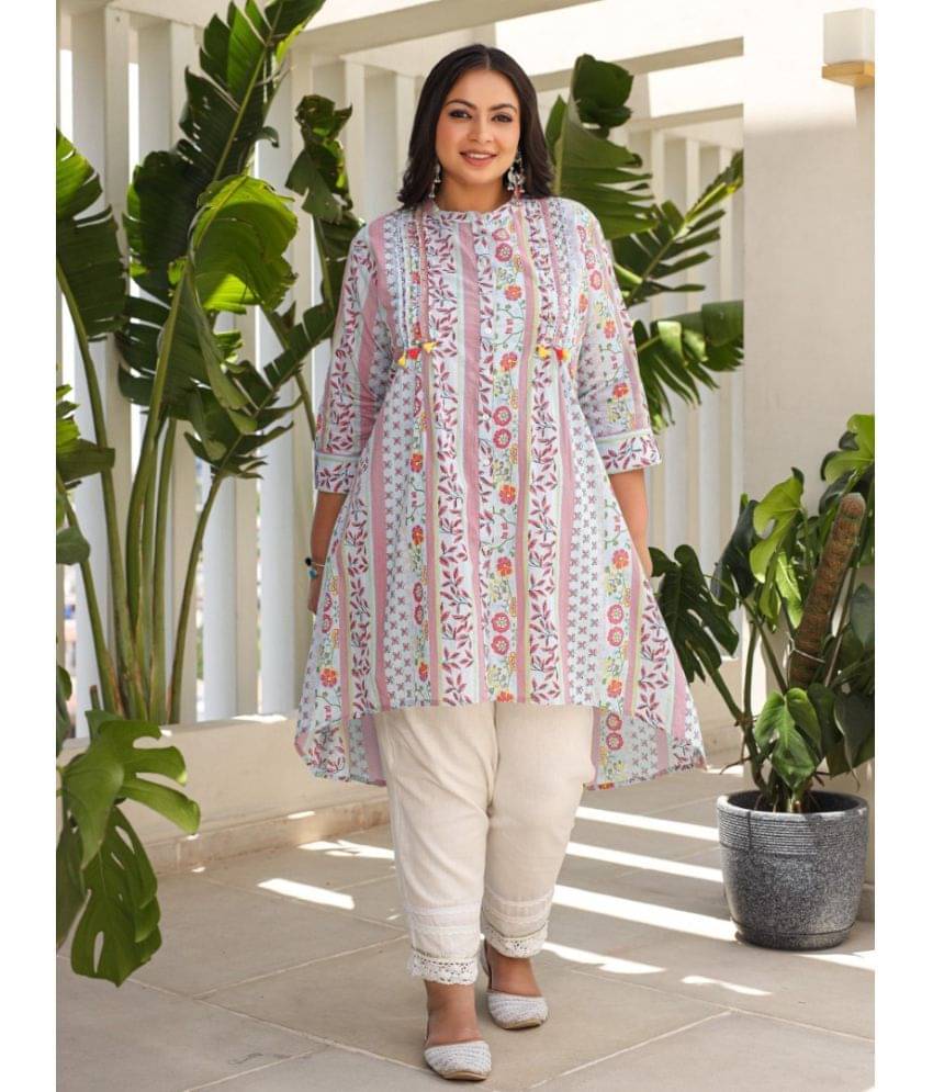Juniper Cotton Printed Asymmetrical Women's Kurti - Blue ( Pack of 1 ) Juniper Cotton Printed Asymmetrical Women's Kurti - Blue ( Pack of 1 )