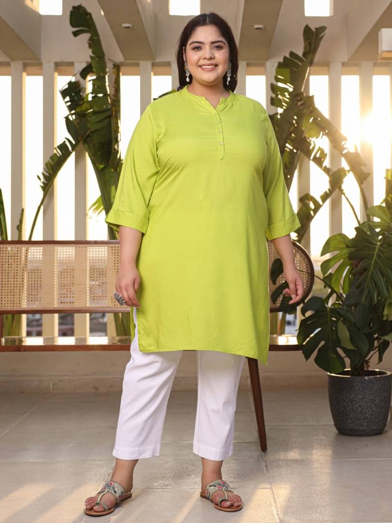 Juniper Rayon Solid Straight Women's Kurti - Green ( Pack of 1 ) Juniper Rayon Solid Straight Women's Kurti - Green ( Pack of 1 )