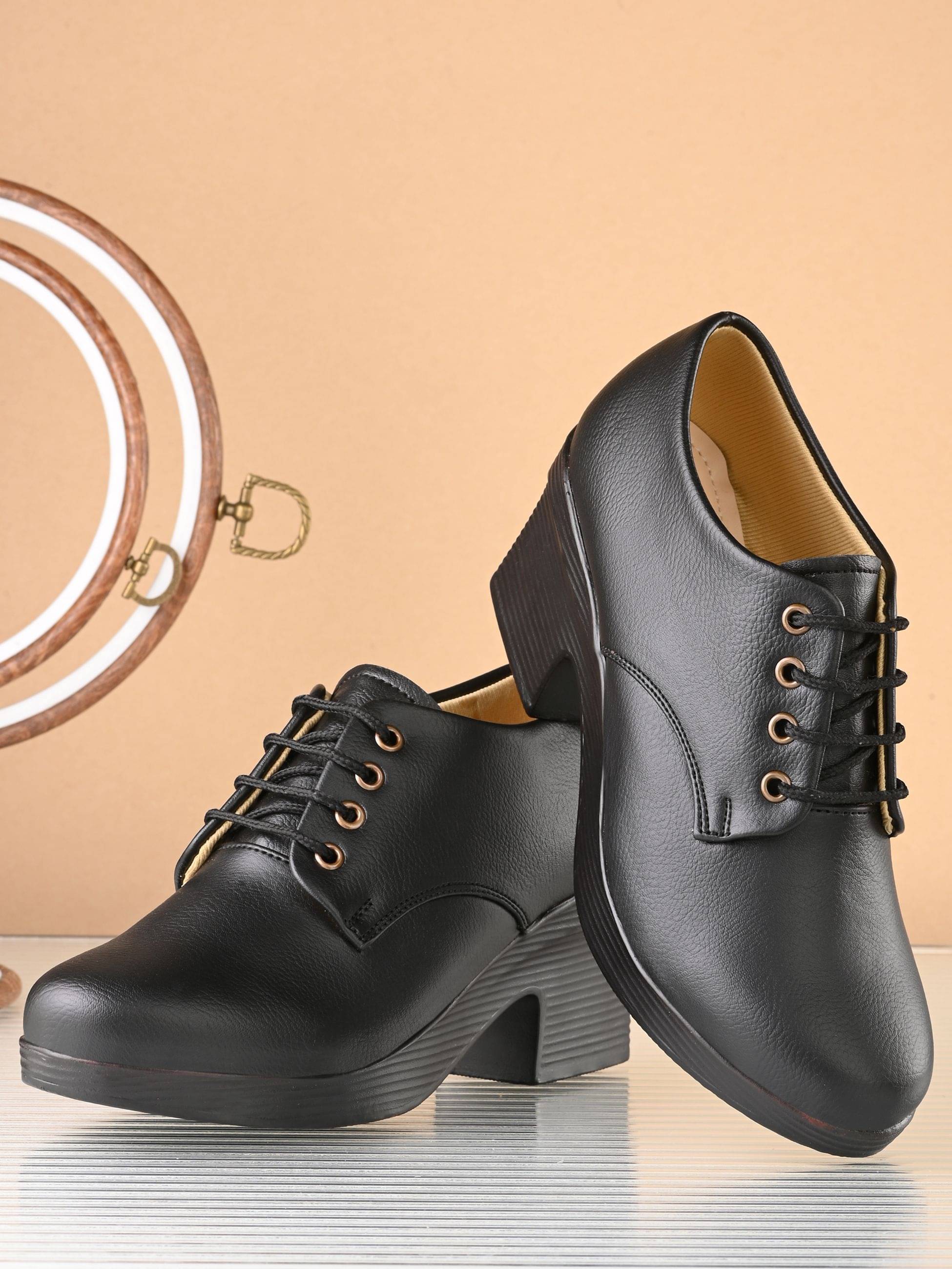    			KARADDI Black Women's Derby Shoes