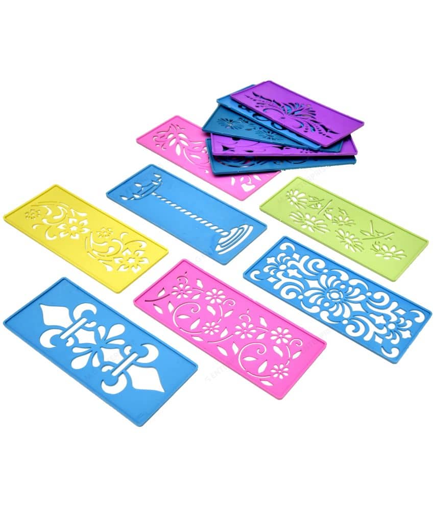 M.G ENTERPRISE DIY Plastic Rangoli Stencils For Floor and Wall PLS-B-12 Set of 12 pc (3 in x 7 in)