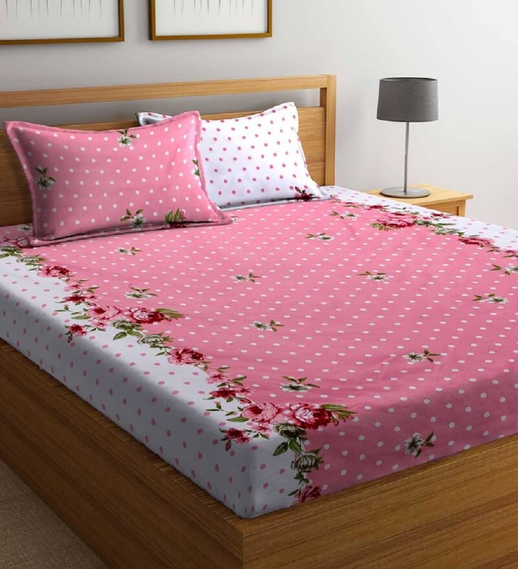 Neekshaa Glace Cotton 1 Double Bedsheet with 2 Pillow Covers ( Pink )     			Neekshaa Glace Cotton 1 Double Bedsheet with 2 Pillow Covers ( Pink )