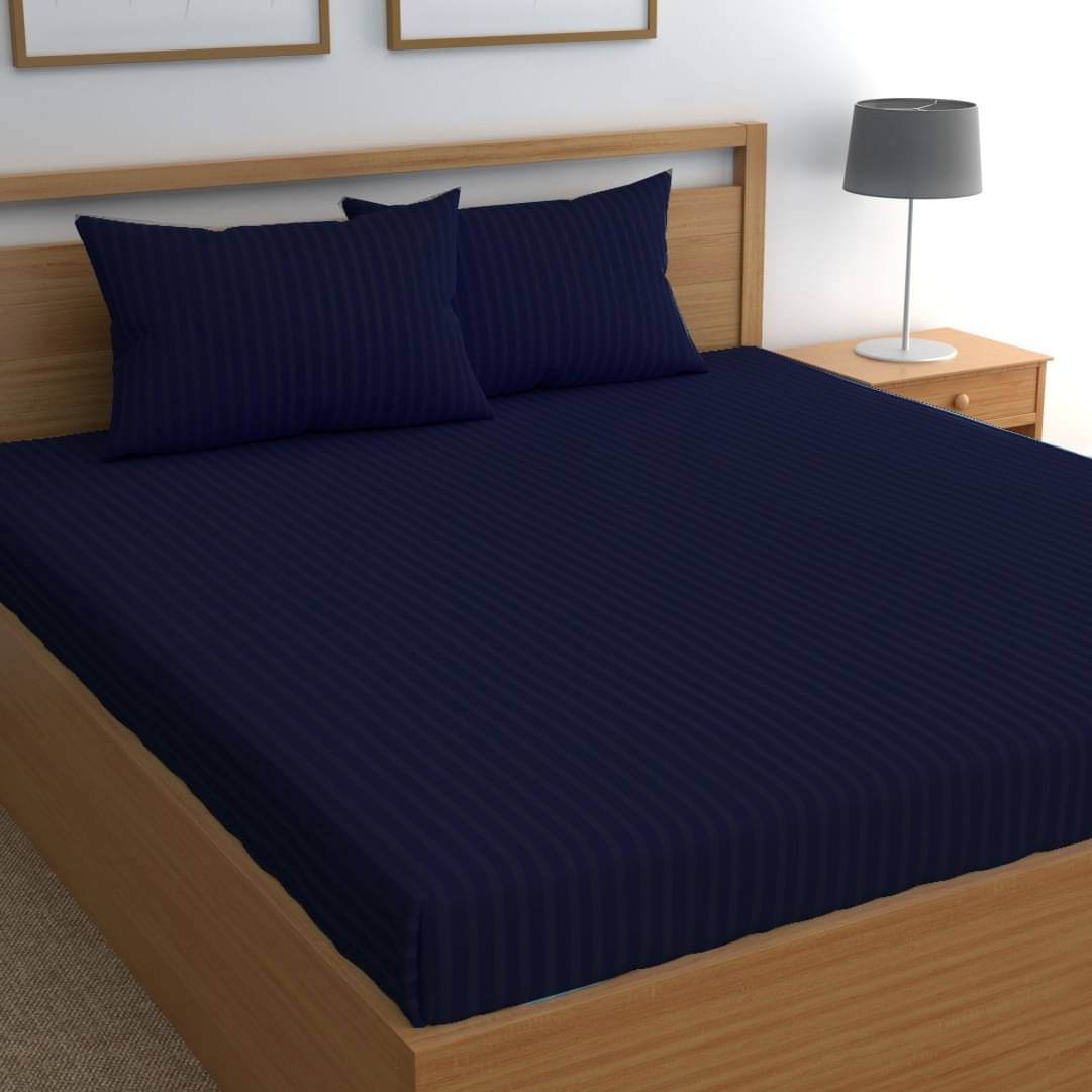     			Neekshaa Satin 1 Double Bedsheet with 2 Pillow Covers ( Blue )