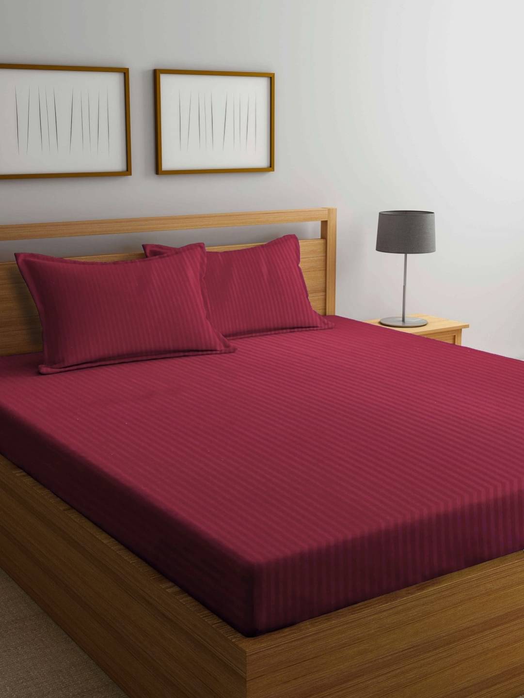     			Neekshaa Satin 1 Double Bedsheet with 2 Pillow Covers ( Maroon )