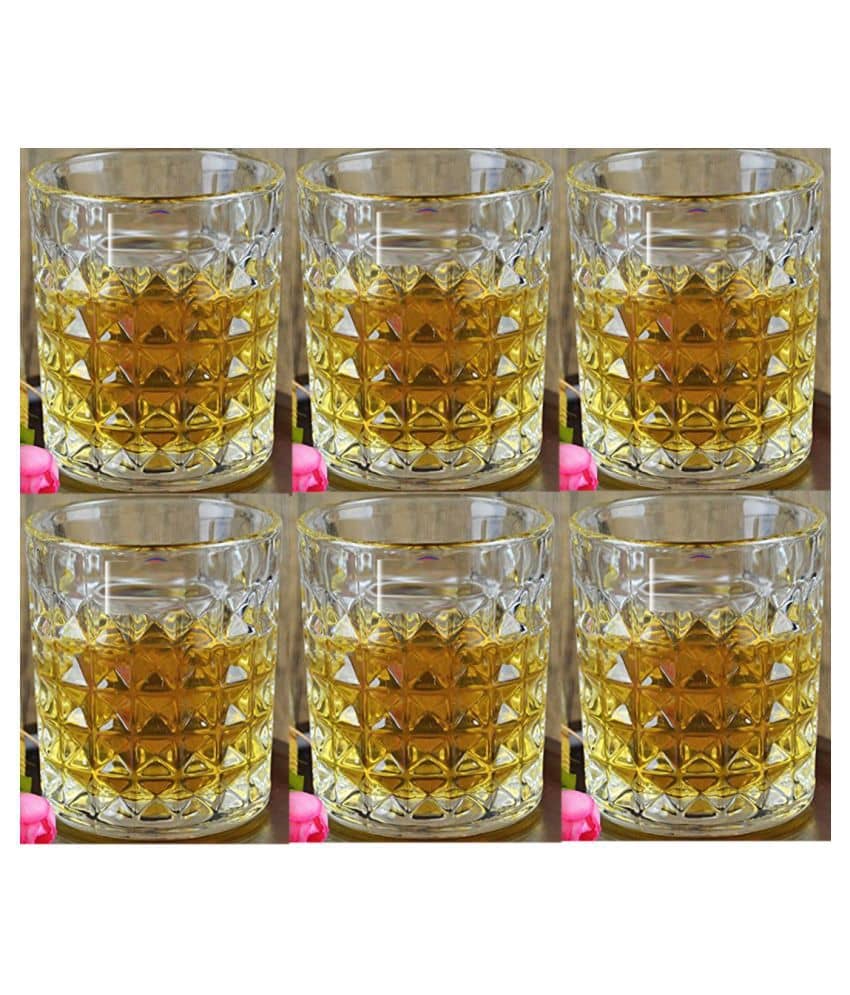 Somil Stylish Glass Glass Whiskey Glasses 330 ml ( Pack of 6 )