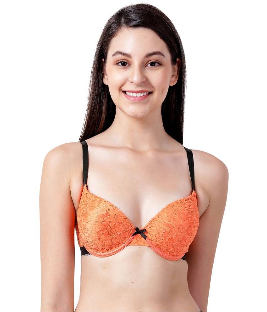 Susie Lace Women's Plunge Bra ( Orange ) S002-Orange     			Susie Lace Women's Plunge Bra ( Orange ) S002-Orange