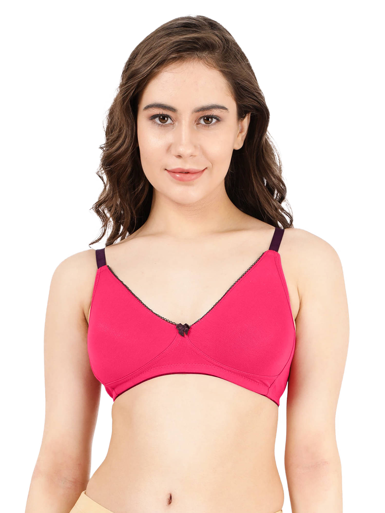 Susie Cotton Blend Women's Plunge Bra ( Pink ) EF004-FuschiaPink Susie Cotton Blend Women's Plunge Bra ( Pink ) EF004-FuschiaPink