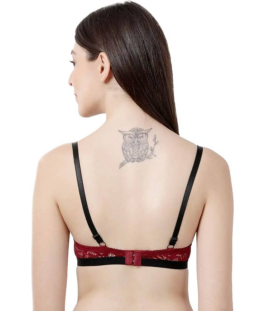 Susie Lace Women's Plunge Bra ( Red ) S002-Maroon