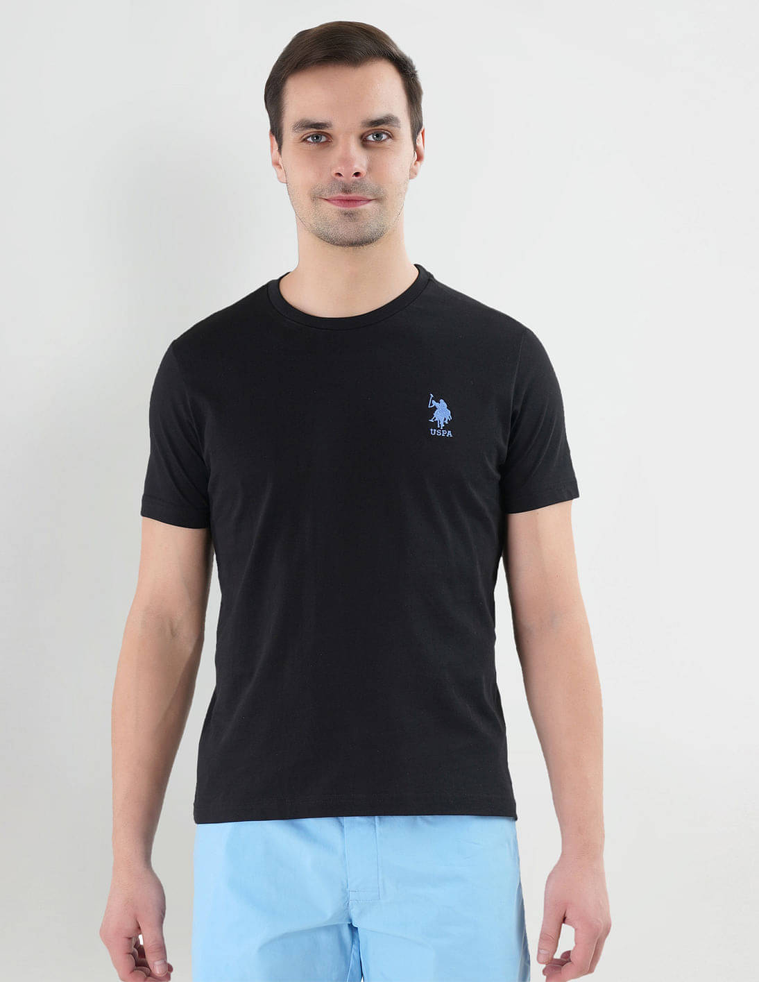 U.S. Polo Assn. Cotton Regular Fit Solid Half Sleeves Men's T-Shirt - Black ( Pack of 1 ) U.S. Polo Assn. Cotton Regular Fit Solid Half Sleeves Men's T-Shirt - Black ( Pack of 1 )