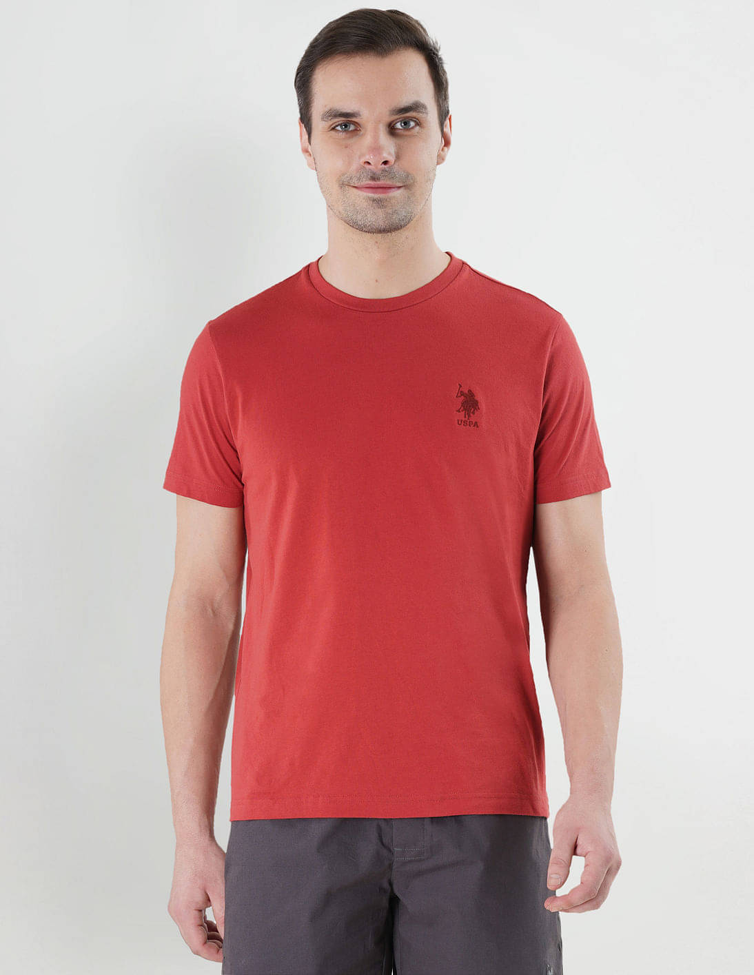     			U.S. Polo Assn. Cotton Regular Fit Solid Half Sleeves Men's T-Shirt - Orange ( Pack of 1 )