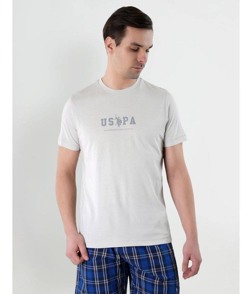 U.S. Polo Assn. Cotton Regular Fit Printed Half Sleeves Men's T-Shirt - Grey Melange ( Pack of 1 )     			U.S. Polo Assn. Cotton Regular Fit Printed Half Sleeves Men's T-Shirt - Grey Melange ( Pack of 1 )