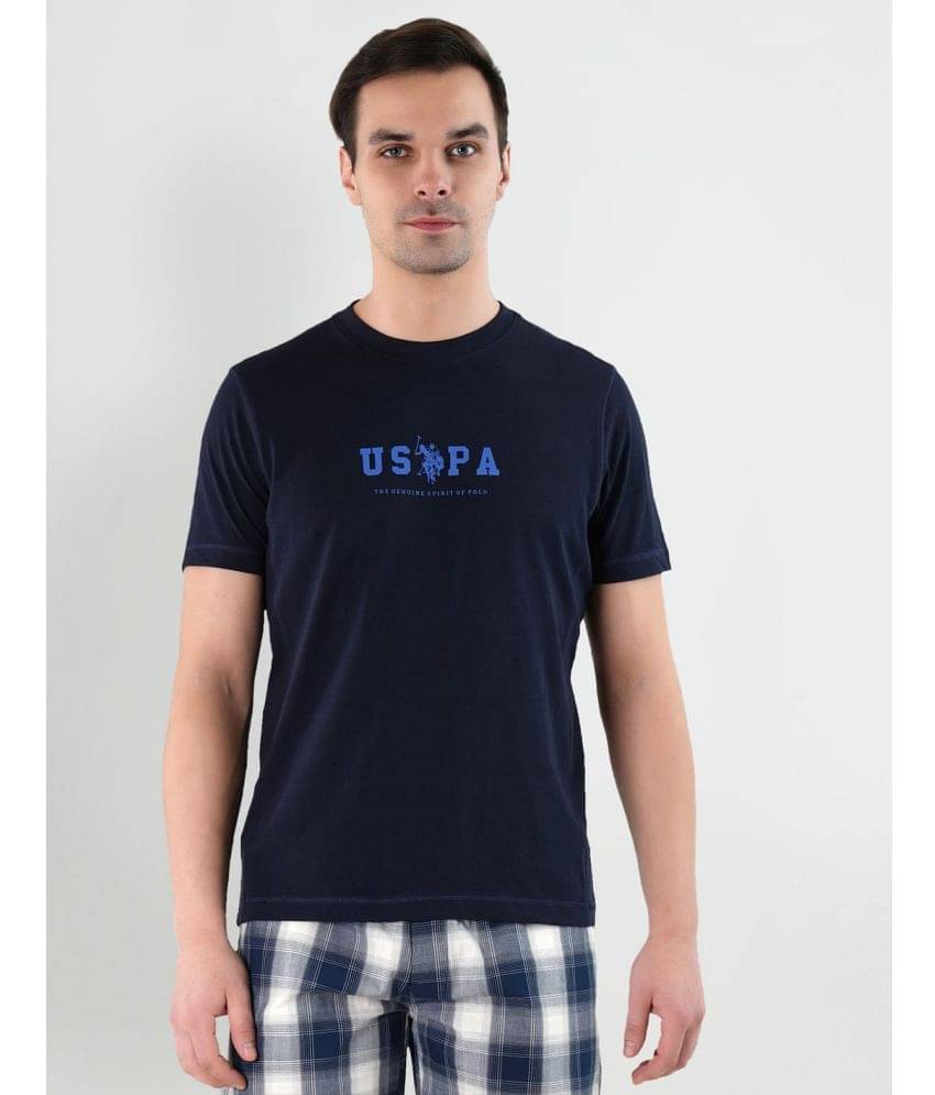     			U.S. Polo Assn. Cotton Regular Fit Printed Half Sleeves Men's T-Shirt - Navy ( Pack of 1 )