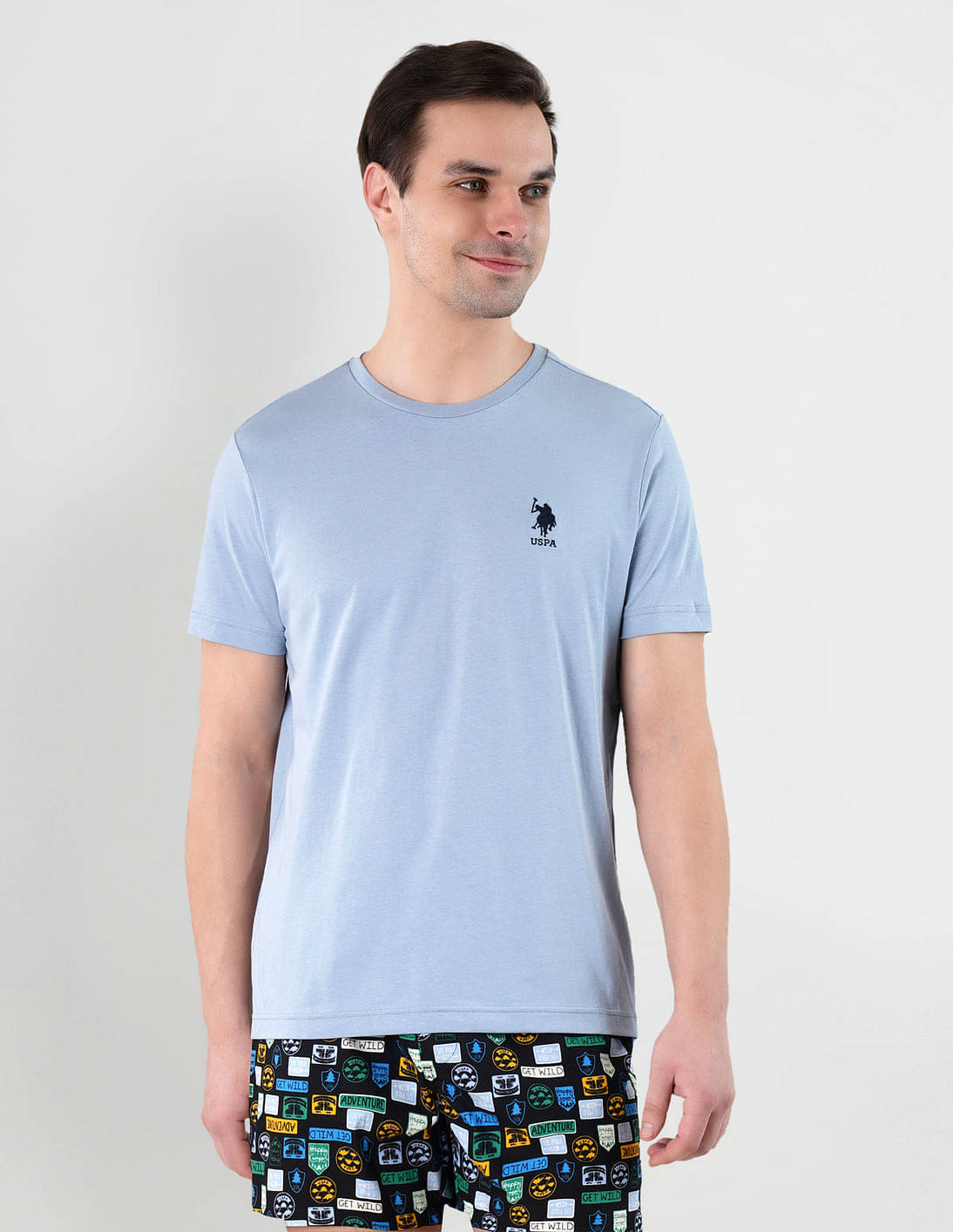     			U.S. Polo Assn. Cotton Regular Fit Solid Half Sleeves Men's T-Shirt - Sky Blue ( Pack of 1 )