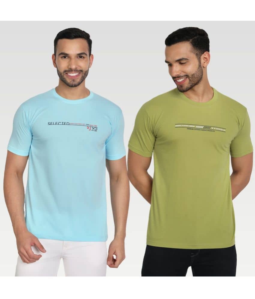 Zeffit Pack of 2 Cotton Blend Regular Fit Men's T-Shirt ( Multicolor )