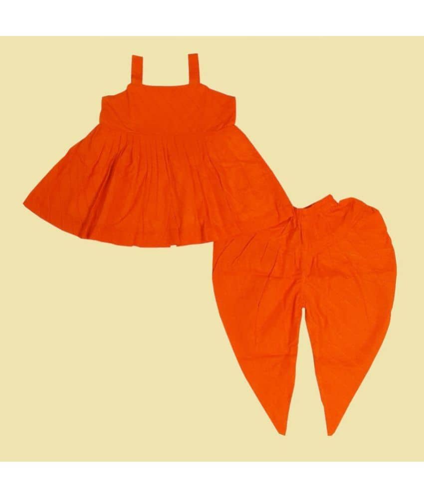 harshvardhanmart.com Pack of 1 Girls Cotton Top With Dhoti ( Orange )