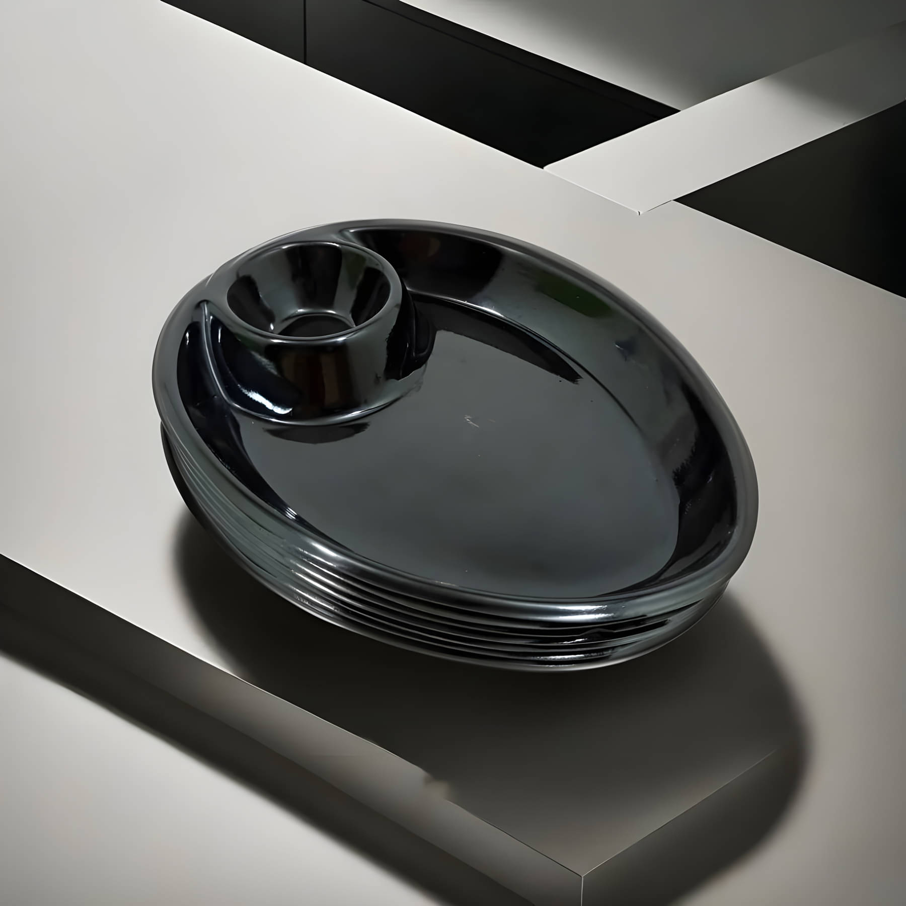    			kitchrox 6 Pcs Melamine Black Quarter Plate