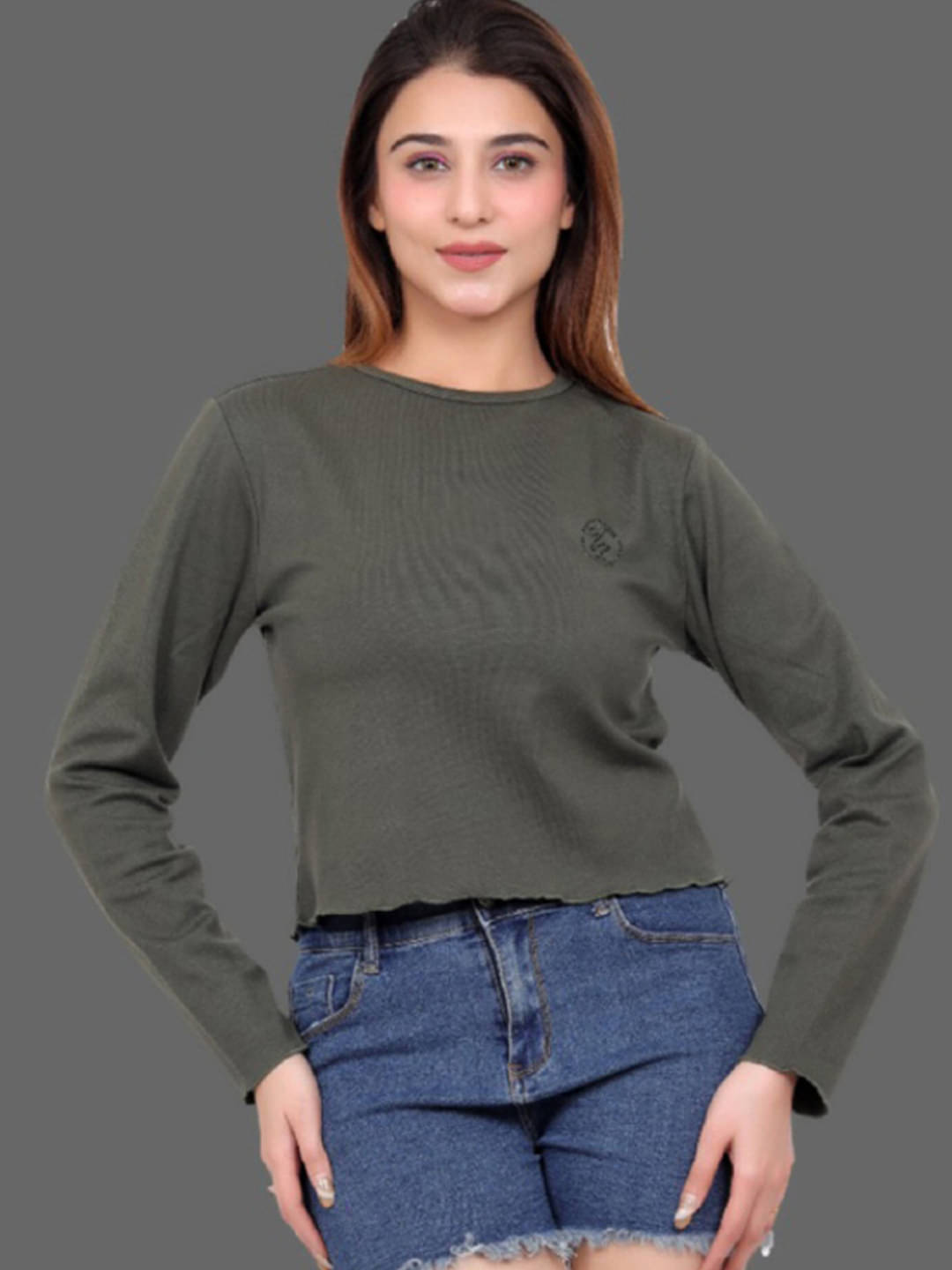 BELLAFINO Women's Cotton Regular Top ( Olive ) BELLAFINO Women's Cotton Regular Top ( Olive )
