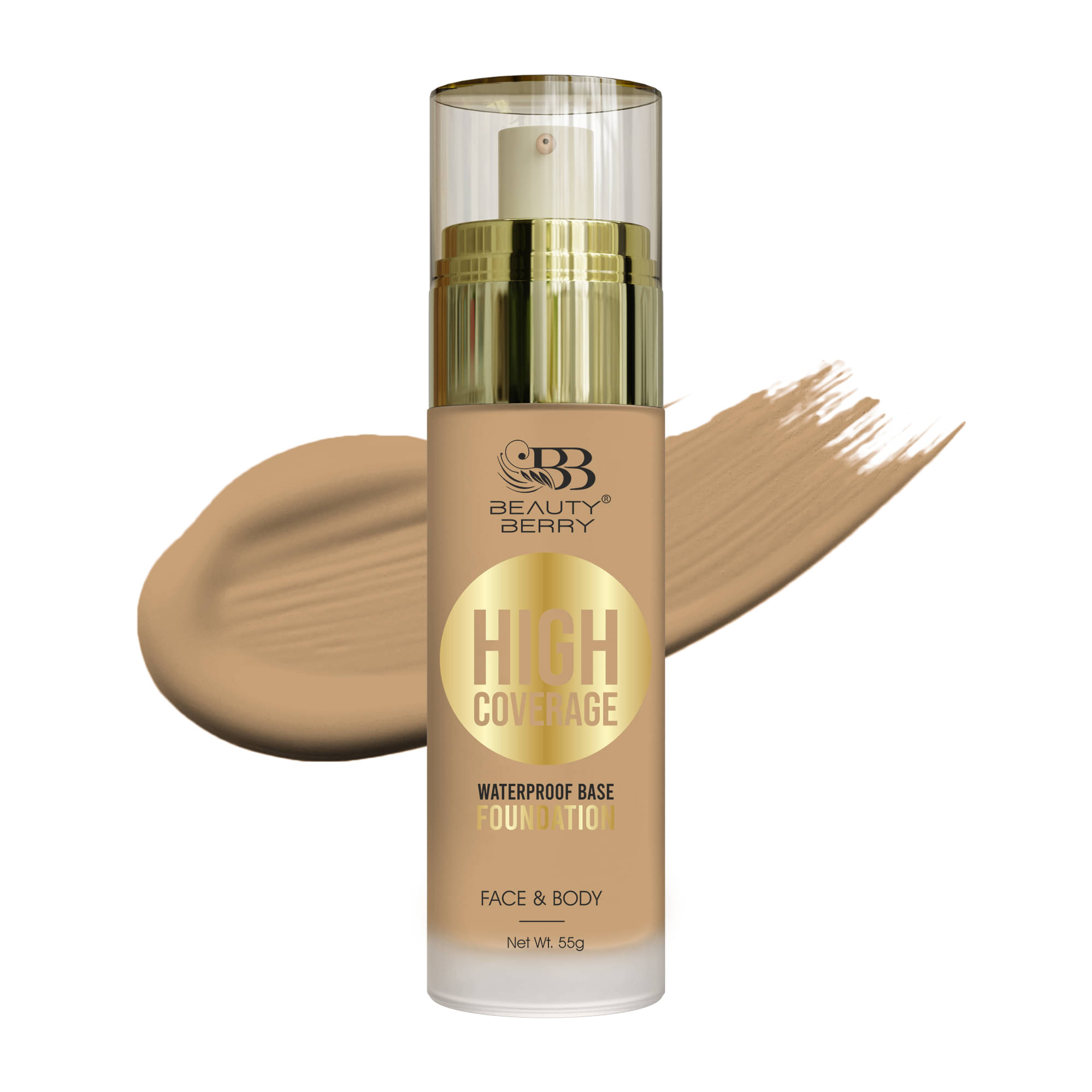     			Beauty Berry High Coverage Waterproof Base Foundation 55g, Medium Beige (Shade - 06)